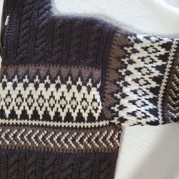 Preview International Brown Cable Knit Sweater 100% Wool Size Large - Picture 6 of 6